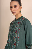 SHADES OF GREEN STRIPE PRINTED & EMBROIDERED KURTA SET (2 PCS)