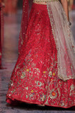 SUMMER RED DUPION EMBROIDERED LEHENGA SET (4 PCS)