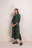 MILITARY GREEN SILK CHANDERI PRINTED TUNIC (1 PC)