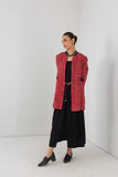 RED TEXTURED WOOLEN MID LENGTH JACKET (1 PC)