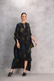 BLACK GAJI SILK DRAPE DRESS (1 PC)