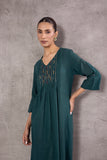 TEAL HANDLOOM COTTON EMBROIDERED TUNIC (PR-12A/TNC)