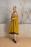 MUSTARD KALA COTTON EMBROIDERED DRESS (1 PC)