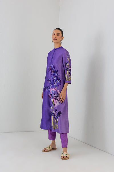 VIOLET FROST DUPION BIG FLORAL PRINTED TUNIC (1 PC)