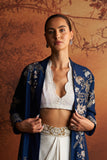 BLUE VISCOSE DUPION EMBROIDERED JACKET (TL-135A/JKT)