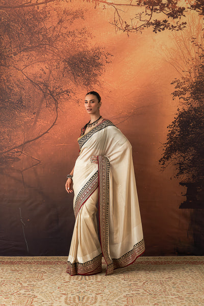 IVORY TISSUE EMB. SAREE SET (2 PCS)