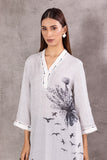 IVORY CHIFFON FOREST STRIPE PRINTED TUNIC (BW-08A)