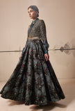 TEAL VELVET PRINTED SKIRT (1 PC)
