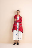 RED RAYON FLORAL PRINTED JACKET (1 PC)