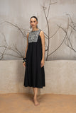 BLACK YOKE COTTON EMBROIDERED DRESS (1 PC)