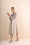 BEIGE FLAT CHIFFON MULTICOLOURED EMBROIDERED KURTA SET (2 PCS)