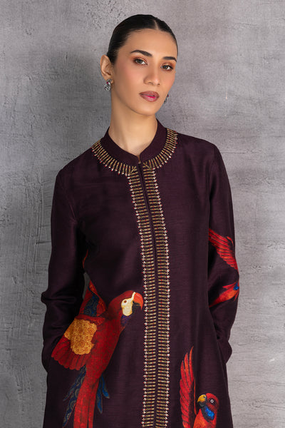 CHOCOLATE BROWN DUPION JACKET (1 PC)