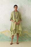MINT GREEN CHANDERI KASHMIRI EMB. CAPE & DRESS SET (3 PCS)