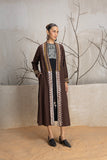 BROWN LINEN EMBROIDERED JACKET (1 PC)