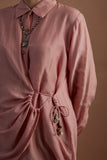 Blush silk mulmul printed stylized shirt (veg-11b)