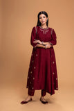 MAROON DUPION EMB. KURTA SET (2 PCS)