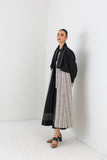 IVORY & BLACK TEXTURED WOOLEN LONG TRENCH COAT (1 PC)