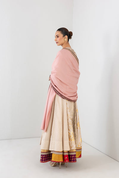 ROSE PINK EMBROIDERED WOOLEN SHAWL (1 PC)