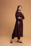 BROWN DUPION EMB. KURTA SET (2 PCS)