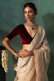 GOLD SILK TUSSAR TISSUE EMBROIDERED SAREE WITH UNSTITCHED BLOUSE (1 PC)