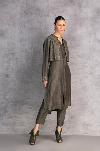 FOREST GREEN DUPION JACKET (1 PC)