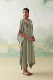 AQUA MODAL SATIN COLORFUL IRIS PETAL EMB KAFTAN (1 PC)