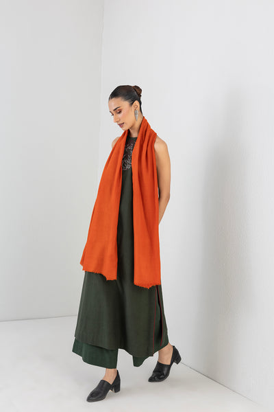 RUSTIC ORANGE WOOLEN STOLE (1 PC)