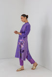 VIOLET FROST SHADED SILK CHANDERI FLORAL PRINTED TUNIC (1 PC)