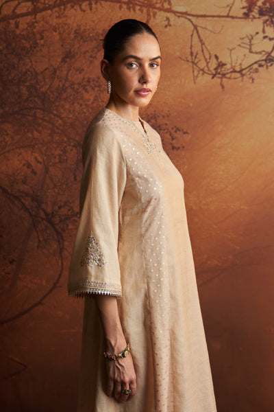 GOLD TISSUE AND BUTI EMBROIDERED KURTA PAIRED WITH PANTS  (SE-01B)