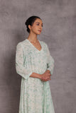 AQUA COTTON MARBLE PRINTED DRAPE DRESS (1 PC)