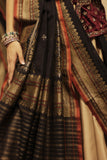 BLACK MUNGA TUSSAR SAREE (TANAY-07)