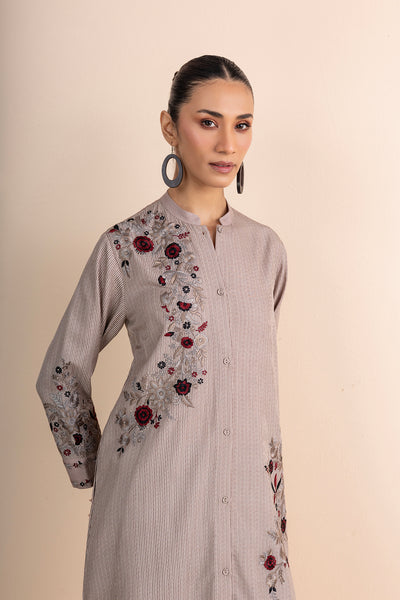 BEIGE EMBROIDERED KURTA SET (2 PCS)