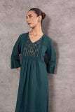 TEAL HANDLOOM COTTON EMBROIDERED TUNIC (PR-12A/TNC)