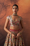 MULTICOLOUR KIMKHWA BORCADE EMB. LEHENGA SET(EVO-05) (5 PCS)