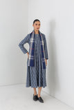 BLUE CHEQUERED WOOLEN GODET PANELS DRESS (1 PC)