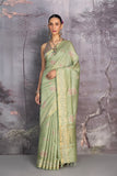 PISTA GREEN TUSSOR GEORGETTE SAREE (1 PC)