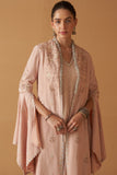 PEACH CREPE MOTI RESHAM  EMBROIDERED JACKET ( SE-03)