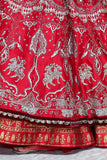 Red Mushroo & Dupion Embroidered Lehenga Set (Tl-07/bls, Sl-03, Sl-03/dup)
