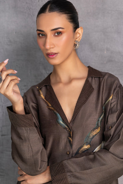 TOBACCO BROWN DUPION JACKET (1 PC)