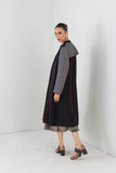 BLACK WOOLEN CHEQUERED LONG JACKET (1 PC)