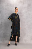 BLACK GAJI SILK DRAPE DRESS (1 PC)