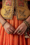 ORANGE & YELLOW TISSUE BROCADE EMB. LEHENGA SET (MH-01C) ( 5 PCS)