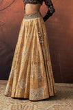 GOLD SILK TISSUE PRINTED & EMB. LEHENGA SET (EVO-07) (4 PCS)