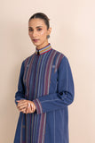 BLUE HANDLOOM COTTON LONG JACKET (1 PC)