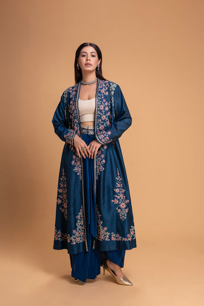 ELECTRIC BLUE EMB JACKET SET (2 PCS)