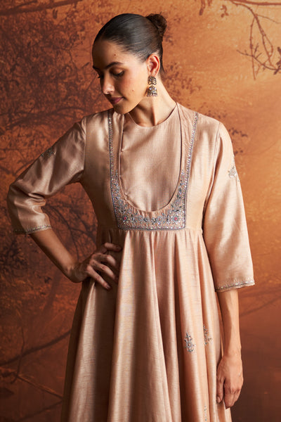 OLD ROSE DUPION EMBROIDERED KURTA SET (YMN-15B)