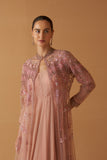 OLD ROSE NET EMBROIDERED JACKET AND OLD ROSE CHIIFON ANARKALI (TL-89B)