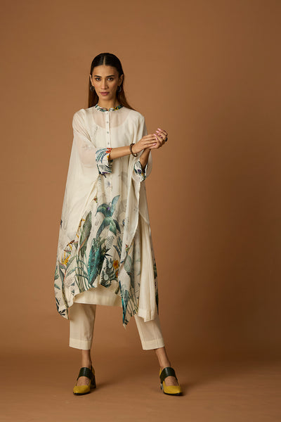 IVORY SILK ORGANZA DRESS WITH CHANDERI INNER (SV-15)