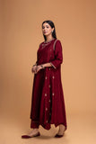 MAROON DUPION EMB. KURTA SET (2 PCS)