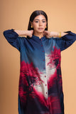MIDNIGHT BLUE & PINK CHANDERI PRINTED SHIRT (1 PC)